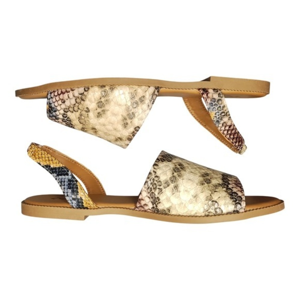 Qupid Slingback Sandals Womens US 7 Multi Snake Print Open Toe‎ Comfort Slip On